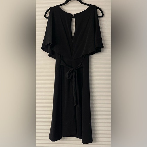 Dex Black Metallic Dress with Draped Overlay - Picture 2 of 6